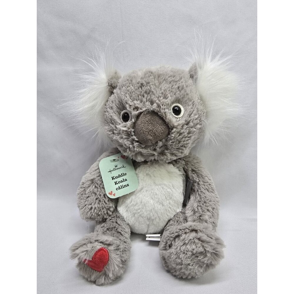 Hallmark Plush Kuddle Koala Bear Stuffed Animal Soft Fluffy Heart Gray White 9"